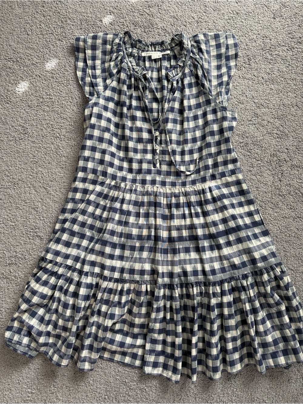 Veronica Beard navy and white
gingham dress. Size 2